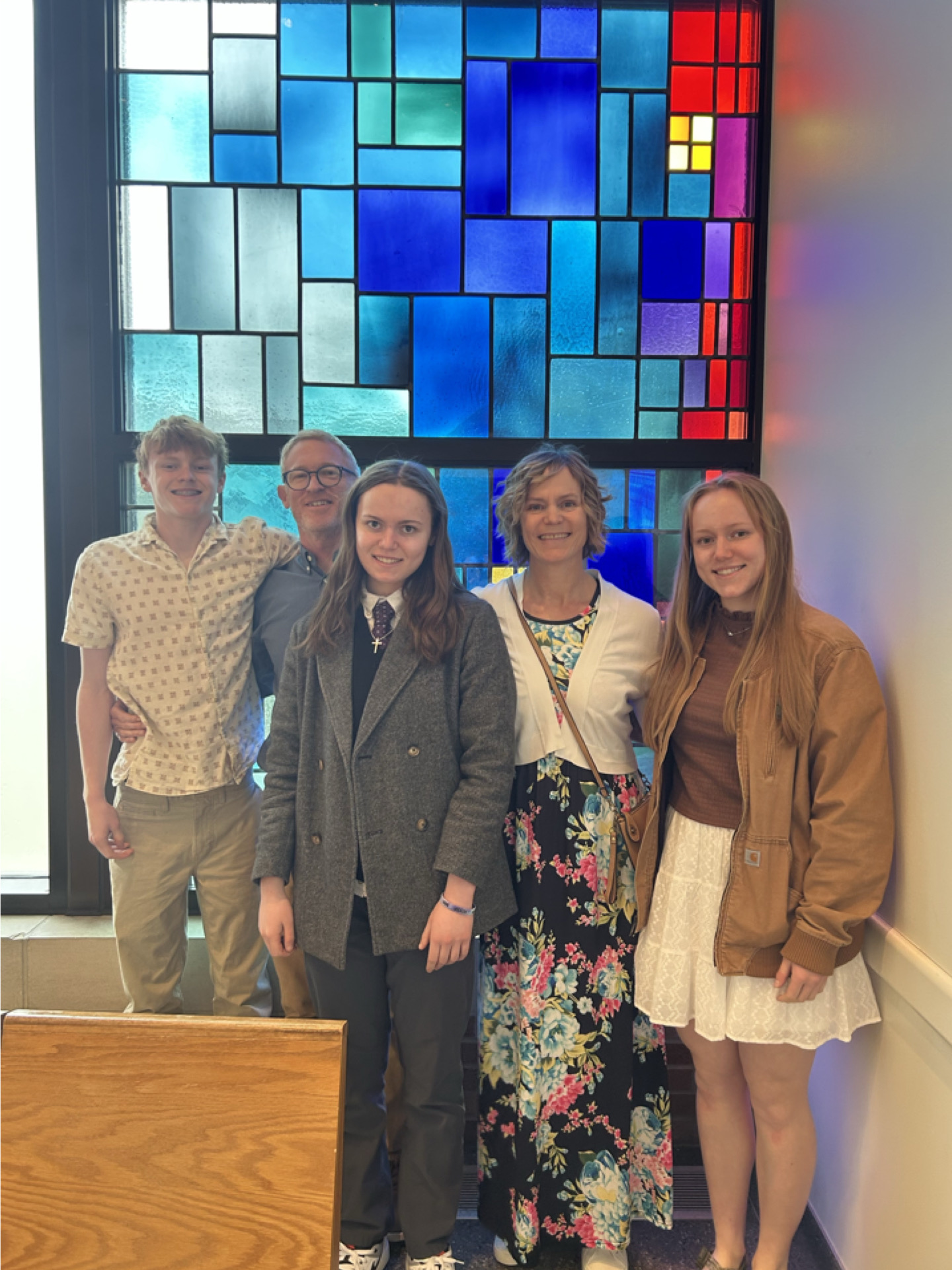 Frances Jordan '26 and her family at St. Thomas Aquinas Church in Ames, Iowa during Easter.