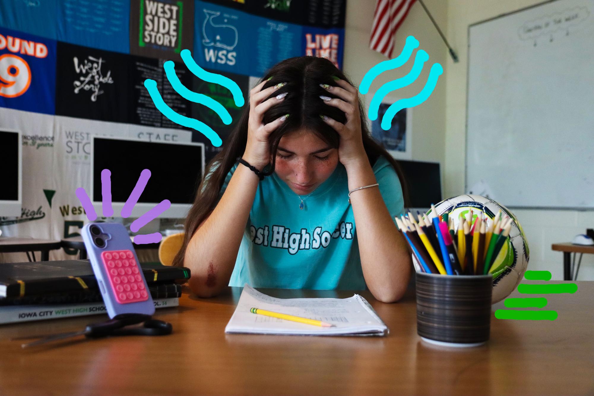 Amaia Martinez '27 tries to concentrate on schoolwork while also trying to balance her social life and athletic career after suffering several concussions.