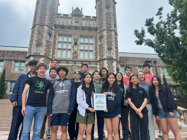 The Iowa City West math team poses with their sweepstakes trophy at the mathleague National Math Competition May 16. 